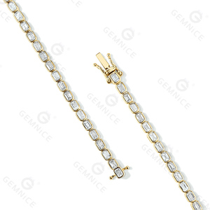 Gioiello di moda Gemnel 14K placcato oro laboratorio coltivato CZ taglio smeraldo cornice Baguette Tennis bracciale - Product Image 3