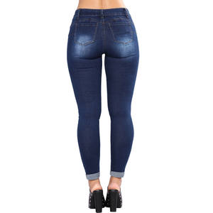 Vente en gros d'usine Jeans skinny en denim durable pour femmes et mamans avec jambes déchirées - Product Image 1