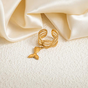 Anillo colgante de acero inoxidable con diseño de estrella de mar y sol de la serie Ocean para mujer, en forma de U, regalo de joyería. - Product Image 2