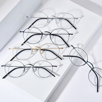 Gafas de titanio Borregls para hombre, nueva marca de diseñador, gafas redondas para mujer, ópticas, ligeras, coreanas, sin tornillos, modelo 85885