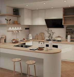 Armoires européennes de haute qualité, design moderne personnalisé, laque UV, armoires de cuisine pour projet d'appartement - Product Image 1