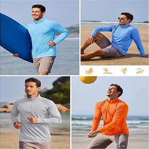 Chemises à manches longues pour hommes, à fermeture éclair 1/4, à séchage rapide, pour le golf, la course à pied, l'entraînement sportif, la protection solaire - Product Image 6