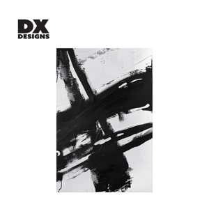 Arte Murale Astratta 3D Personalizzata DX Designs in Bianco e Nero, Dipinto Minimalista con Pennellate Audaci per Arredamento Moderno e Industriale - Product Image 2