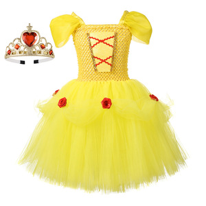 Holidays Popular Pageant Kids Birthday Party <strong>Dress</strong> Kids Custom Gown <strong>Princess</strong> <strong>Belle</strong> Tutu <strong>Dress</strong> for Girls Yellow <strong>Dress</strong> - Product Image 2