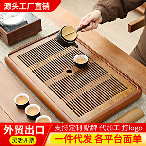 Bandejas de madera maciza al por mayor para uso doméstico y de oficina, bandejas para almacenamiento y drenaje de agua, mesas de madera para té con diseño de ala de pollo. - Product Image 2