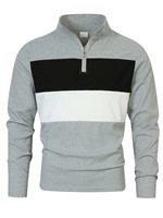 Polo à manches longues zippé pour homme, tendance, de haute qualité, à blocs de couleur, en maille, t-shirt décontracté pour homme, vente chaude