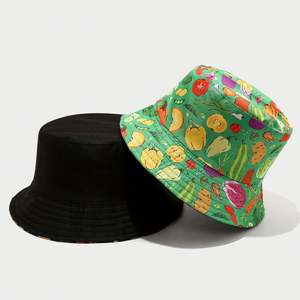 Chapeau de soleil de plage printemps-été, motif fruits et légumes, chapeau de pêcheur tendance pour femme et fille, chapeau bob réversible mignon pour l'extérieur - Product Image 3