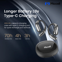 Écouteurs sans fil TWS Miccell nouvelle tendance, design ouvert, avec crochet d'oreille, Bluetooth 6.0 Bluetrum 5656C, étanchéité IPX4, contrôle tactile, 400 mAh