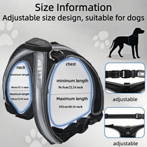 ペット犬用アクセサリーハーネスベスト引き無し充電式高輝度点滅ライト犬用ハーネス - Product Image 4