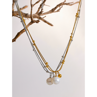 JINYOU-Collier de perles rondes en acier inoxydable pour femmes, bijoux coréens en or et argent, pendentif élégant, 2540