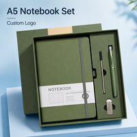 Carnet de notes de luxe en cuir avec reliure rigide, personnalisable pour entreprise, avec stylo et coffret cadeau USB