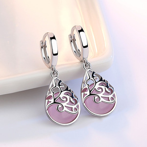 Orecchini Pendenti a Cerchio con Totem in Argento e Pietra Lunare per Donna, Accessori Moda Vintage - Product Image 3