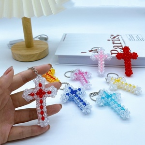 Oferta Especial: Abalorios de Acrílico Transparente Facetado para Bolsos, Cuentas de Plástico para Regalo Promocional, Llavero de Coche Hecho a Mano con Cruz - Product Image 1