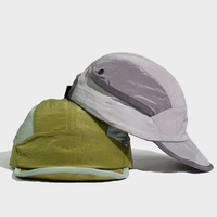 Casquette de baseball unisexe à blocs de couleur et patchwork, séchage rapide, imperméable, en nylon, à bord souple, réglable, non structurée, style camper, pour la course à pied