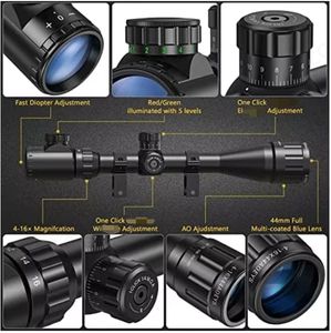 CVLIFE 4-16x44 Rojo Verde Iluminado Alcance Bloqueo Torreta Parasol 20 mm Montaje Impermeable Aluminio Visores Accesorios Láser - Product Image 6
