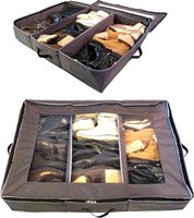 Organisateur de lit en tissu pliable avec séparateurs réglables, fonctionnel pour bottes, chaussures, vêtements, forme rectangulaire, convient aux bottes hautes, 12 injectables