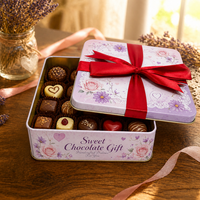 Boîte Cadeau Carrée en Métal pour Chocolats, Personnalisable, Qualité Alimentaire, Idéale pour Emballage de Bonbons de la Saint-Valentin