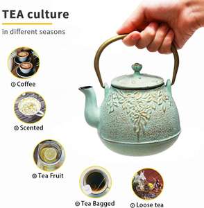 Jinge — théière <span class=keywords><strong>japonaise</strong></span> en fonte avec infuseur en acier inoxydable, théière de service à thé en fonte Stovetop sans danger, théière revêtue en céramique - Product Image 2