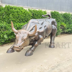 Tác phẩm điêu khắc sàn ngoài trời bằng đồng lớn: Một bức tượng con bò cho các doanh nghiệp, tượng trưng cho sự thu hút và bảo vệ tài sản - Product Image 1