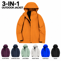 Veste imperméable coupe-vent à capuche unisexe 3-en-1 pour l'extérieur, fermeture éclair, style sportif d'hiver