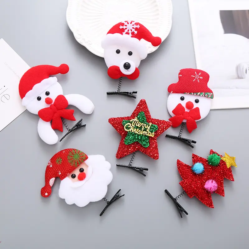 Moda niños FIESTA DE Navidad lindo pico de pato Clip accesorios para el cabello Navidad Santa Claus alce muñeco de nieve árbol de Navidad horquilla pinzas para el cabello
