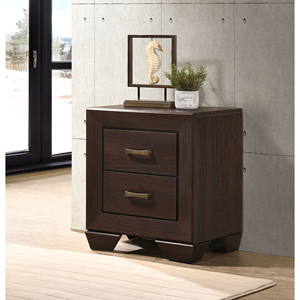 Copper Dark Cocoa 2-<b>Drawer</b> Rectangular Nightstand Modern <b>Storage</b> <b>Drawer</b> Cabinet Bedroom Furniture - Product Image 1