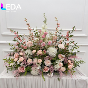 LEDA Romantic Silk <b>Flower</b> Arrangement Mixed Pink White Roses Handmade <b>Artificial</b> <b>Flowers</b> for Wedding Decoration - Product Image 1