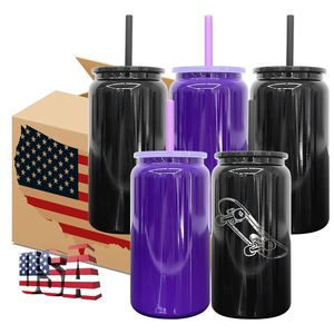 Vaso de sublimación en blanco negro y morado de 16 oz para refrescos, de doble pared de acero inoxidable, para transferencias DTF y UV, desde almacén de EE. UU. - Product Image 2