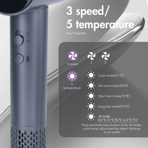 Secador de Pelo Profesional PRITECH BLDC de 110000 RPM, Alta Velocidad, 1600W, Iones Negativos, Secado Rápido, con Modo IA y Pantalla Digital - Product Image 5