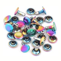 Ensemble de boutons de fermeture à Rivets colorés arc-en-ciel, Double capuchon rond en métal, Rivets arc-en-ciel