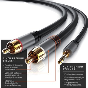 <span class=keywords><strong>Câble</strong></span> audio personnalisé 3,5 mm vers <span class=keywords><strong>double</strong></span> prise phono RCA rouge et blanc pour téléphone portable, ordinateur et entrée/<span class=keywords><strong>sortie</strong></span> de haut-parleur - Product Image 4