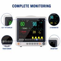 Monitor Multiparamétrico PM12B (Táctil) (CE) Clase II con Batería Integrada para Cirugía y Diagnóstico