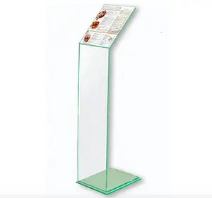 Stand de sol acrylique pour salon professionnel Usine personnalisée Lucite A4 A5 Brochure Présentoir de sol et porte-enseigne de sol en plexiglas acrylique