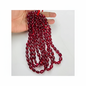 ลูกปัดพลอยทับทิมสำหรับทำเครื่องประดับลูกปัดนักเก็ตรูปไข่ทับทิมที่สวยงาม - Product Image 1