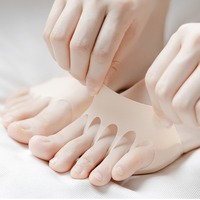 Chaussette d'été fine demi-longueur en soie glacée, demi-longueur à cinq doigts, coton femme Invisible, chaussette de pied avant fendue, chaussette à talons hauts