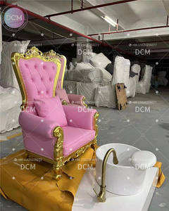 Fauteuils de pédicure rose, ensemble de fauteuils trône roi et reine, fauteuil de pédicure et de manucure, canapé de pédicure doré - Product Image 6