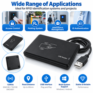 เครื่องอ่านบัตร USB 125kHz EM4100 คีย์ฟ็อบแท็ก RFID เครื่องอ่านสมาร์ทการ์ดสำหรับระบบควบคุมการเข้าออก ที่จอดรถ โรงเรียน มหาวิทยาลัย - Product Image 5