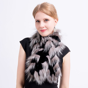 MWFur bufanda de piel de conejo Rex con cuello de pelo de zorro moda de invierno tejido a mano bufanda de piel recortada de pelo de zorro <span class=keywords><strong>para</strong></span> Collar - Product Image 2