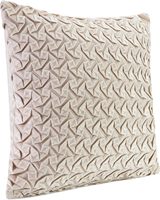 Housse de coussin décorative carrée moderne en velours texturé blanc cassé, technique de couture en polyester pelucheux