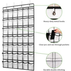 42 Pocket Clear Organizer Chart For Classroom <b>Phone</b> Storage <b>Wall</b> <b>Mount</b> With Hooks Rectangle Plastic Office Storage Solution - Product Image 3