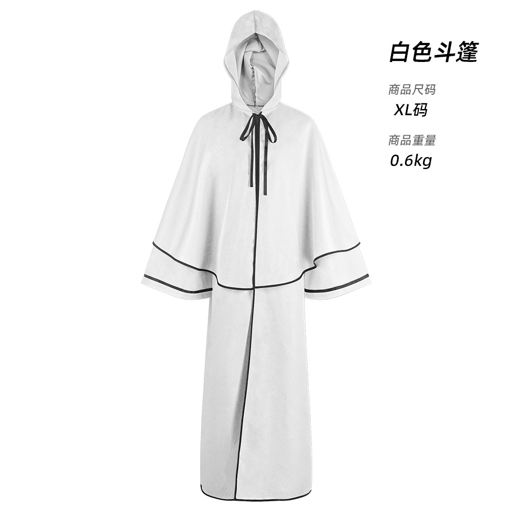 Capa con capucha de la muerte, blanca