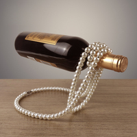 Bar Décoration Suspension Magique Blanc Noir Or Perle Fer Chaîne Casiers À Vin Bouteille De Vin Présentoirs Support De Support