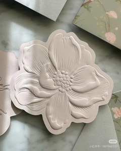 Tarjeta de Felicitación de Boda con Impresión de Vainilla Premium, Diseño Floral Personalizado con Corte Láser, Papel de Arte Grueso, Impresión Digital en Relieve, Logotipo Personalizado - Product Image 5