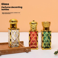 Flacon de parfum rond en verre de 15 ml, mini-bouteille portable rechargeable pour huiles essentielles arabes avec couvercle à vis, design givré