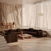 Canapés modulaires en tissu velours rouge de style italien moderne IDAO Furniture, ensemble de canapés incurvés de luxe, canapé en L 7 places