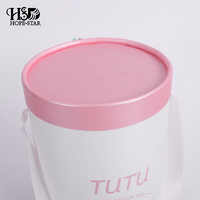 Boîte ronde vide pour fleurs, boîte en papier tube, avec poignée en ruban blanc, fabrication originale, couleur personnalisée