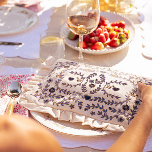 <span class=keywords><strong>Pochette</strong></span> à maquillage pour femme avec design personnalisé, volants, belle broderie, <span class=keywords><strong>pochette</strong></span> en lin à volants - Product Image 2