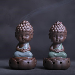 The Little Monk Censer Use in Home Teahouse Creative Home Decor <strong>Small</strong> Buddha Incense Holder Backflow Incense Burner - Product Image 3