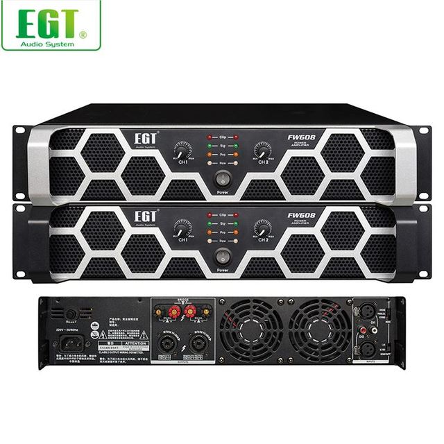 600W 2 Channel Class AB Professional Rack Mount Power Amplifier with >98dB S/N and 223 Damping Factor for Stage DJ Live Sound
