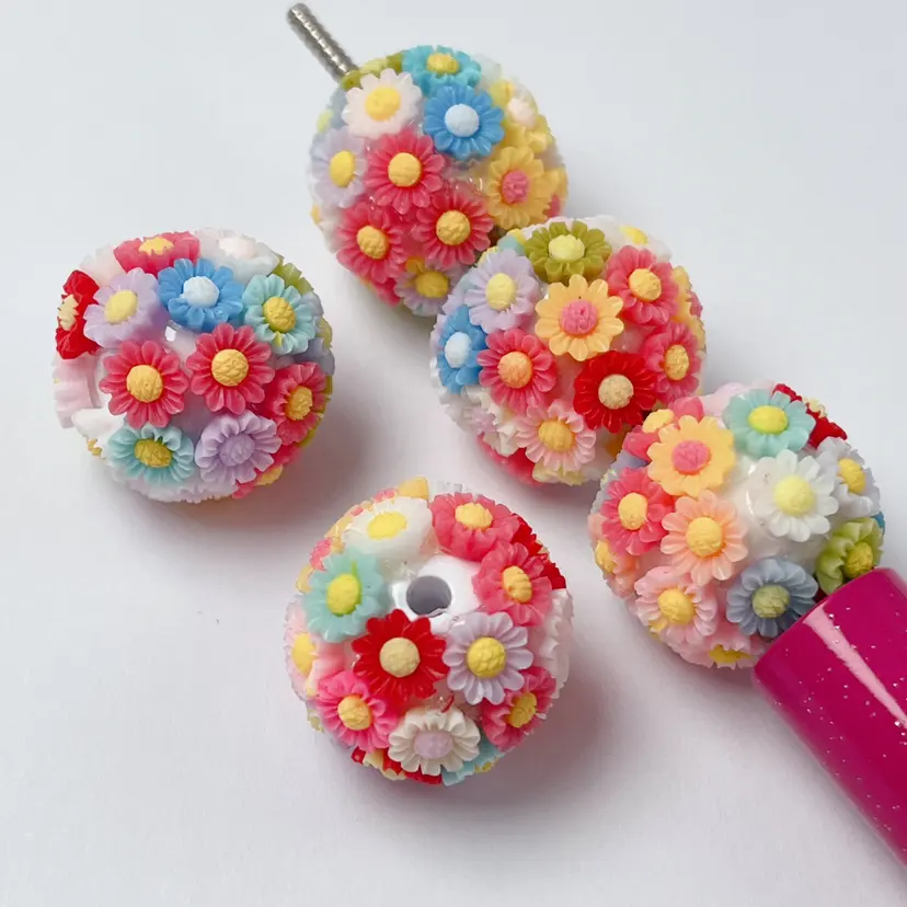 Acrylic flower round beads DIY small daisy Clay heavy industry beads DIY small flower beads pen accessories